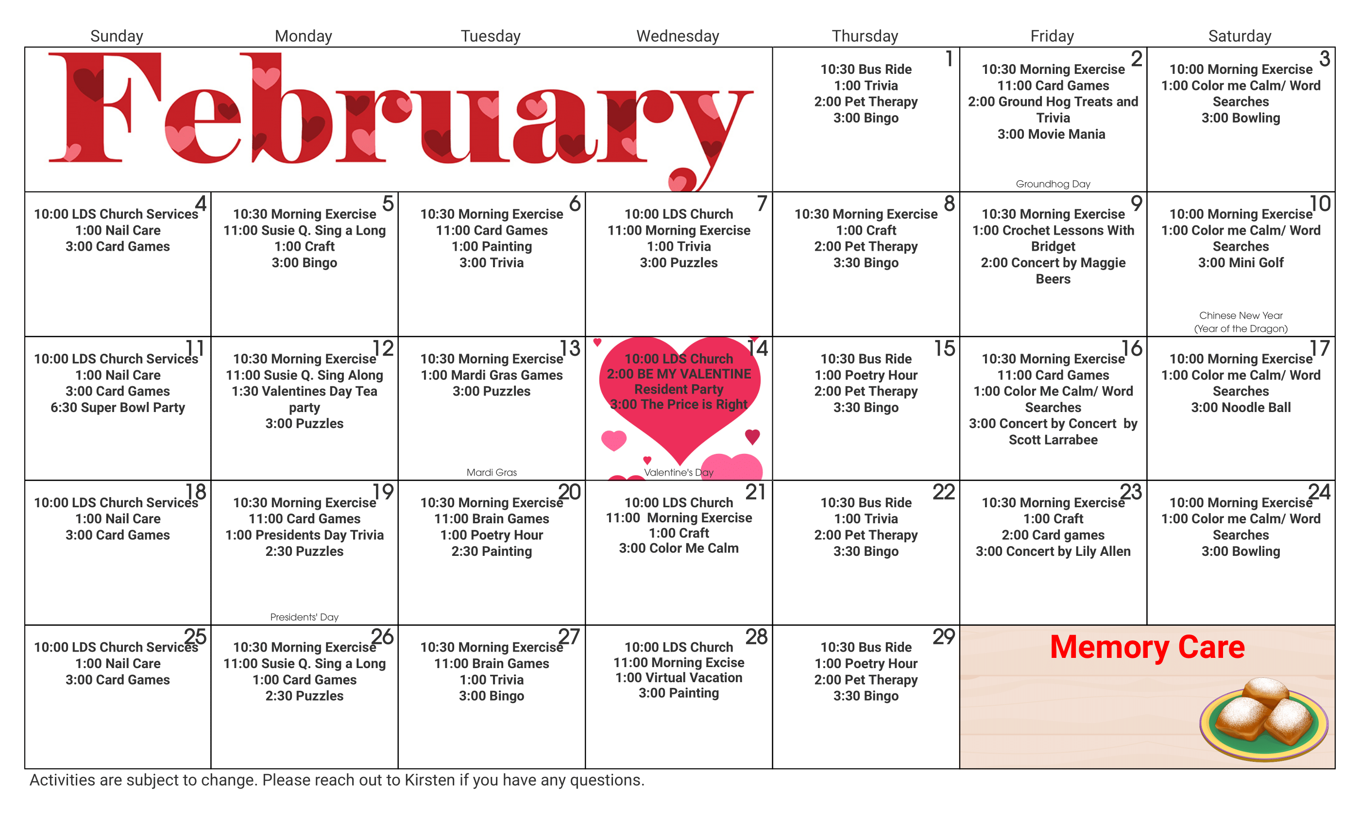 Memory Care Activities Feb-1